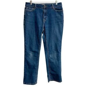 LL Bean Classic Fit Jeans Womens Size 14 Wash Blue Straight Leg Stretch